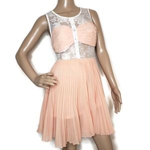 Rehab white lace and peach dress size large